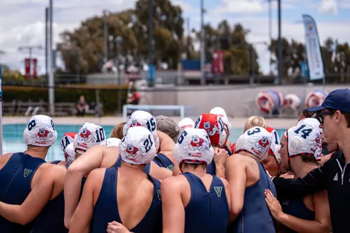 Fresno State water polo team huddle