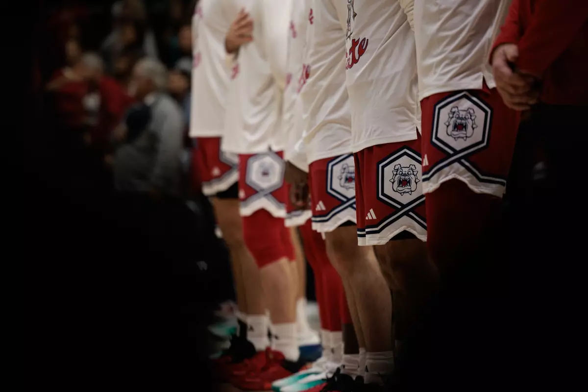 BUlldogs during the national anthem