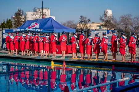 Fresno State water polo team during introductions