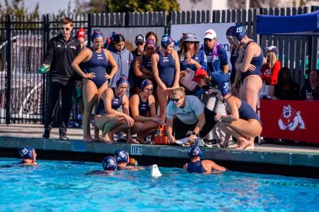 Fresno State water polo team huddle