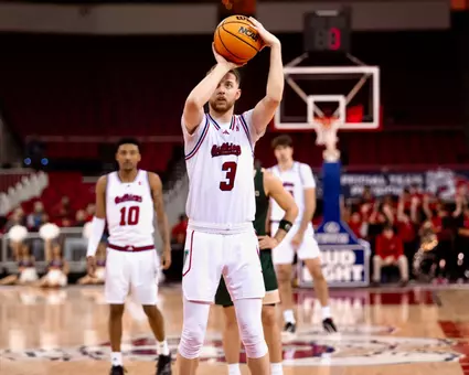 Jake Heidbreder at the free throw line. Against Colorado State on January 13, 2026, Heidbreder broke the program record for consecutive free throws made.
