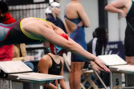 Clare Luken diving off block