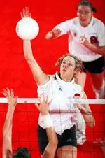 Mercer and Lesley Drury, both middles for U of L combined for 29 of Louisville's 60 kills.