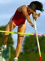 Cindy Roberson won the pole vault with a school-record height of 12-1.50
