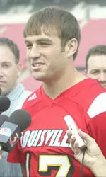 Senior QB Stefan Lefors speaks with reporters during today's media day activites.