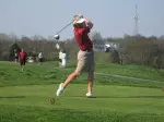 Derek Fathauer tees off at the Cardinal Club