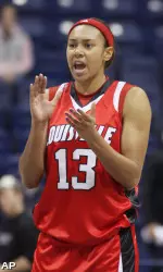 Candyce Bingham cheers reacts as they beat Xavier. (AP)