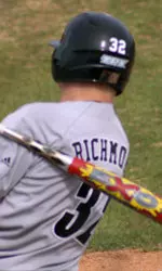 Josh Richmond follows through on his first inning home run Tuesday.