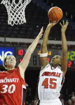 Keshia Hines puts up a shot vs. Cincinnati. (AP Photo/Timothy D. Easley)
