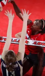 Lecia Brown had a match high seven blocks.