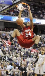 Samardo Samuels dunks against Georgetown in the first half.