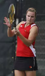 Amelia Harris won both her singles and doubles match.