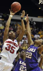 Angel McCoughtry Courtney Jones and Allison Hightower during the second round.