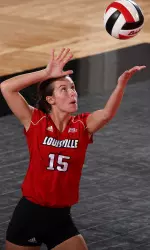 Maci Wachtel's strong serving helped the Cardinals out to big lead early in the second set.
