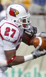 Wide receiver Doug Beaumont (27) makes a catch in front of Pittsburgh cornerback Jarred Holley (18) in the first quarter. (AP Photo/Keith Srakocic)