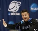 Kentucky coach Matthew Mitchell answers questions during a news conference at their NCAA college basketball tournament site in Louisville, Ky., Sunday, March 21, 2010. Michigan State is to meet Kentucky on Monday in the second round of the tournament.