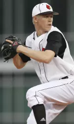 Louisville sophomore RHP Justin Amlung had a career-best eight strikeouts on Friday.