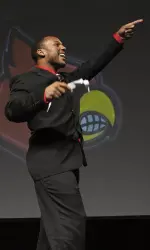 Doug Beaumont acknowledges the applause after his speech.