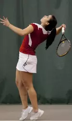 Manuela Velasquez battled for a three set win in singles.