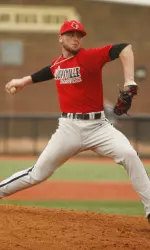 Senior RHP Derek Self during Friday's scrimmage.