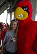 The Cardinal bird is ready for Fan Day