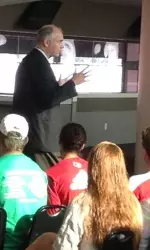 Author Mark Matteson speaks to the student-athletes in a motivational seminar