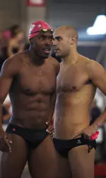 Caryle Blondell, sporting pink cap for Breast Cancer Awareness Month, and Joao De Lucca