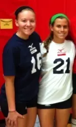 Haley Pouliezos and Caitlin Welch are two of the 56 liberos at the tryout.