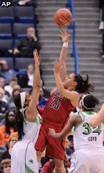 Shoni Schimmel scored 20 points as Louiisville lost to Notre Dame.