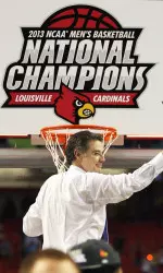 Head coach Rick Pitino cut down the net after Monday's national title.