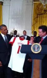 President Barack Obama received a UofL jersey.