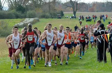 Leaders push the course during the ACC Cross Country Championship, Friday, Oct. 31, 2014, in Earlysville, Va. #ACCXC (Photo by Sara D. Davis, theACC.com) Ernest Kibet, Edwin Kibichiy