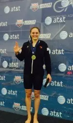 Kelsi Worrell on the podium.