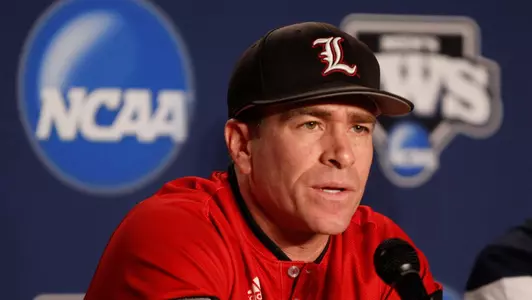 Dan McDonnell (3)| 2014 CWS Practice Day | Photo By: Jeff Reinking | Louisville Athletics