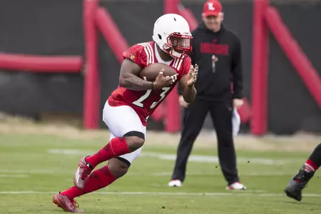 Brandon Radcliff (23)
| Louisville Football Spring Practice 1 |
Photo by: Michelle Hutchins | Louisville Athletics