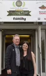 Head coach Bobby Petrino and his daughter, Kelsey.