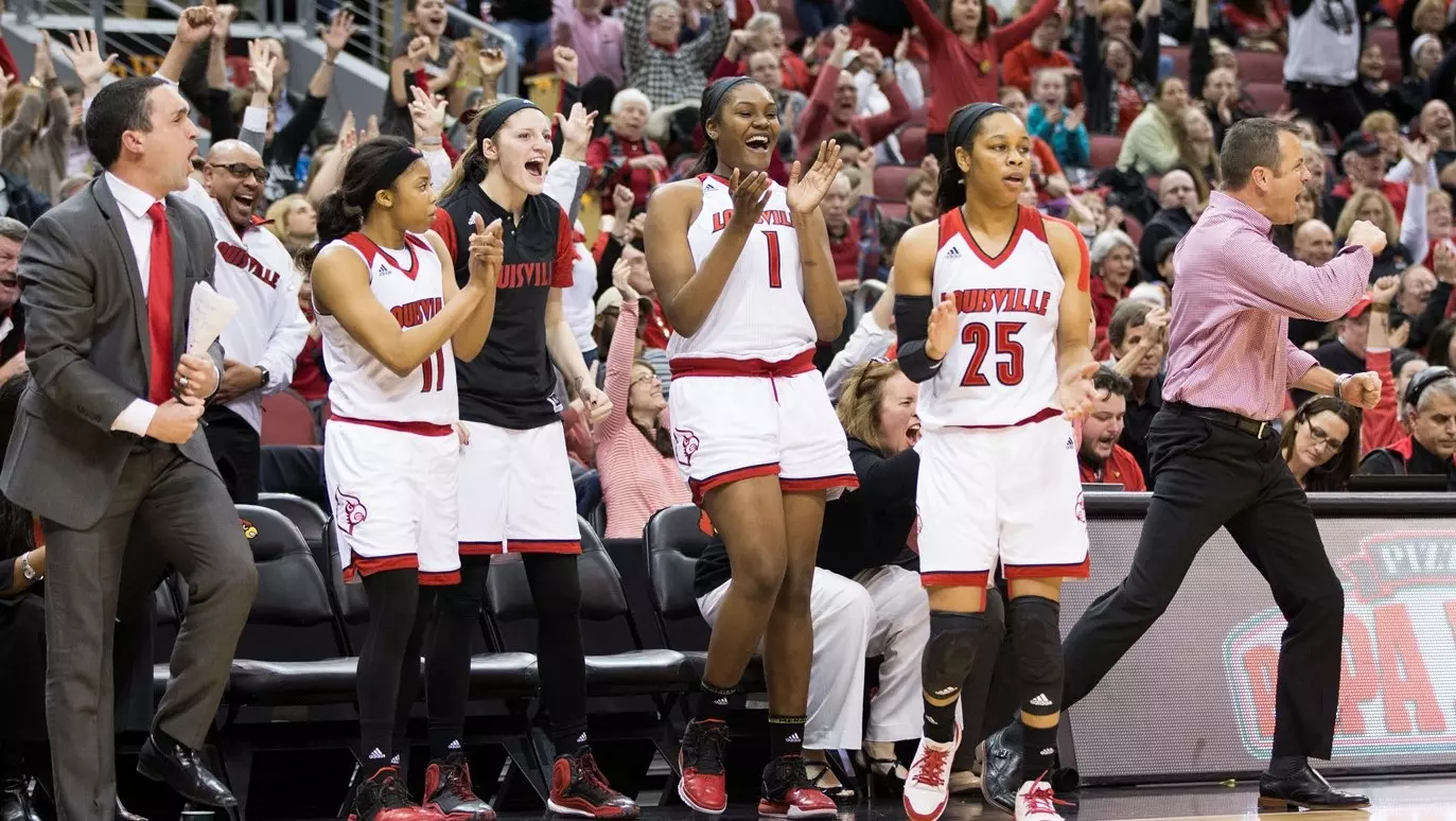 Louisville Women's Basketball v FSU | Bench Celebration