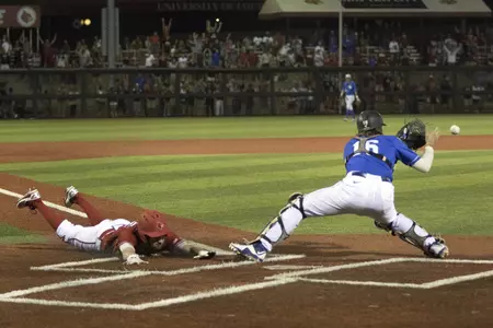 Colin Lyman safe at the plate vs. Kentucky