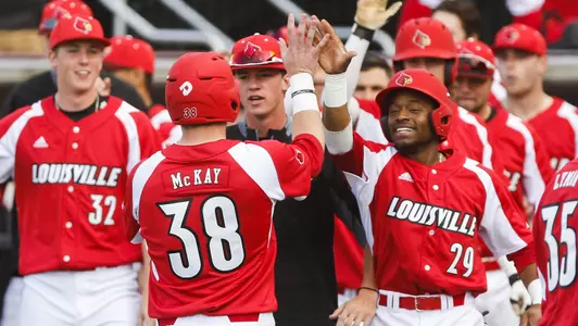 Louisville Baseball v Kentucky | celebration, Brendan McKay, Devin Hairston