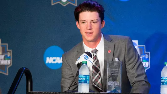 Lincoln Henzman at Stopper of the Year news conference