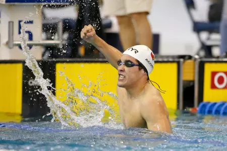 Louisville SO Marcelo Acosta reacts as he wins the 1650 Yard Freestyle during the 2017 ACC Men?s Swimming Championship in Atlanta, Ga., Thursday, Mar. 2, 2017. (Photo by Todd Kirkland, theACC.com)