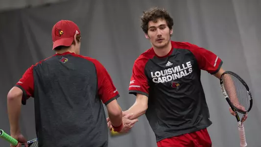 Brandon Lancaster and George Hedley celebrate a point