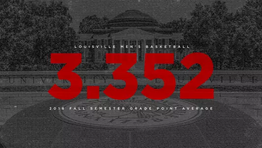 UofL's men's basketball 2018 fall semester GPA of 3.352 is displayed in this graphic