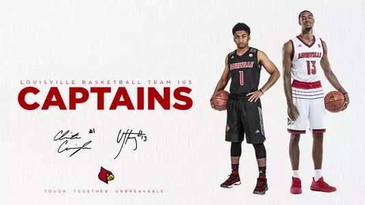 Christen Cunningham and V.J. King were elected team captains for the 2018-19 men's basketball season, as this graphic shows.