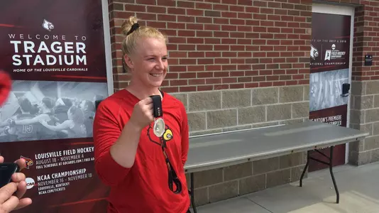 Field Hockey's Ayeisha McFerran poses with her World Cup Silver Medal