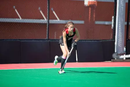 Bethany Russ looks to pass during the annual Alumni Game at Trager Stadium on Saturday, August 18, 2018.