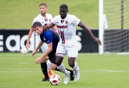 Lamine Conte pushes the ball away from his goal at Lynn Stadium, September 9, 2018.