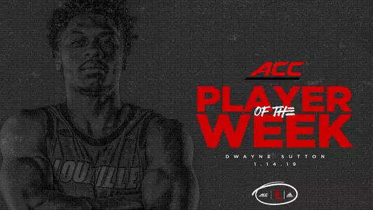Dwayne Sutton is recognized as ACC Player of the Week in this graphic