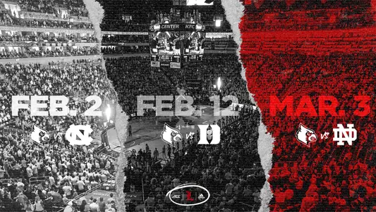 This graphic notes the white, black and red color stages of the KFC Yum! Center for three respective color events.