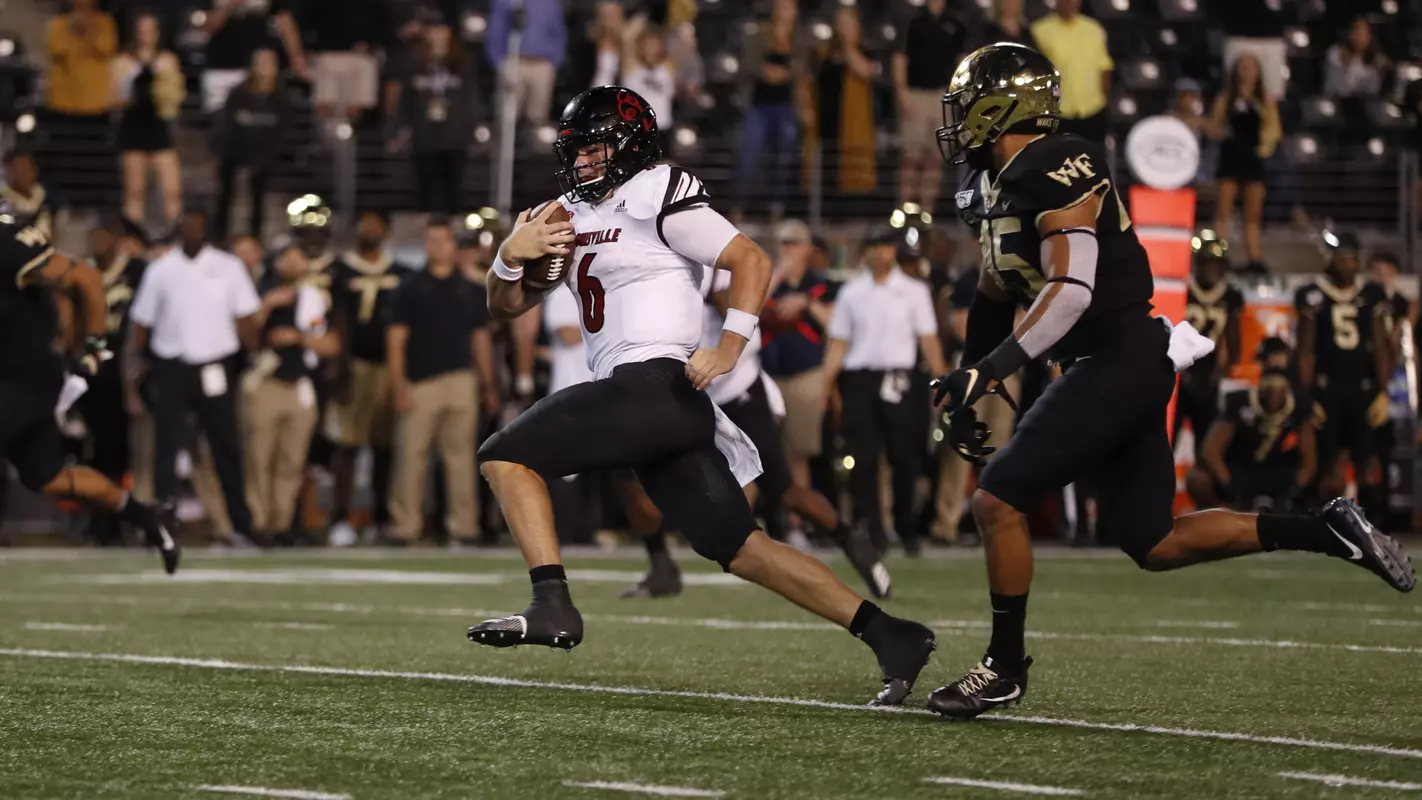 Evan Conley rushes for a touchdown at Wake Forest.